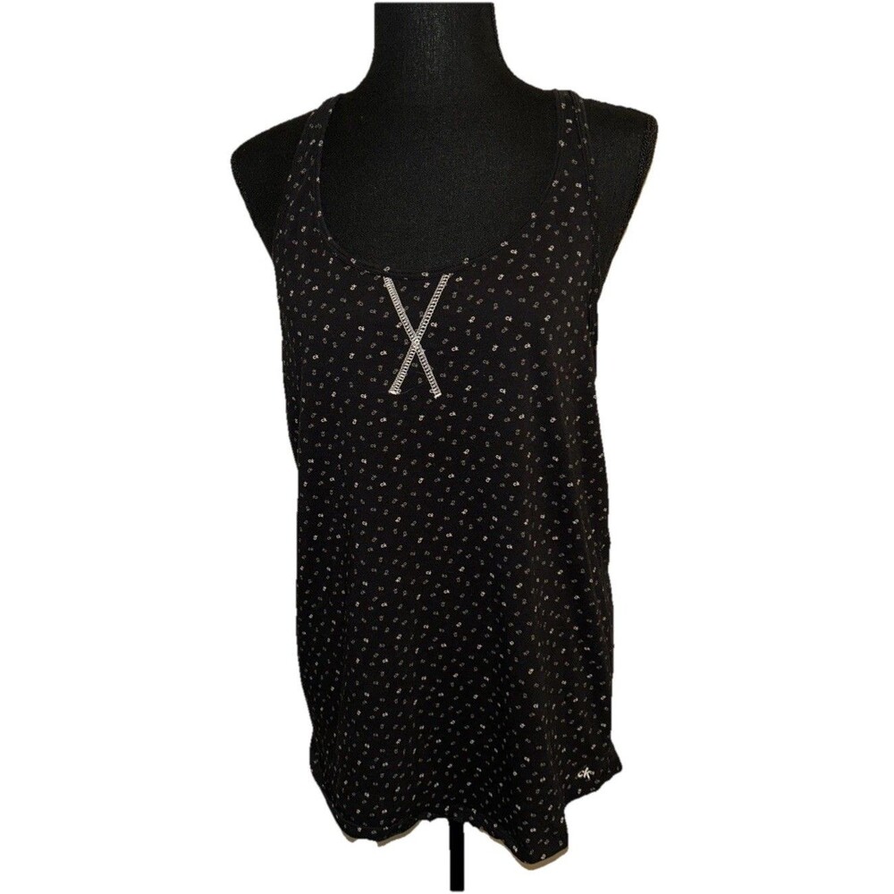 Calvin Klein XL Sleepwear Logo Pattern Scoop Neck Black & White Tank Top